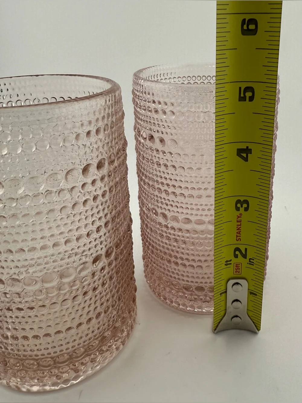 2 Fortessa Juniper pink hobnail glasses. 14oz
